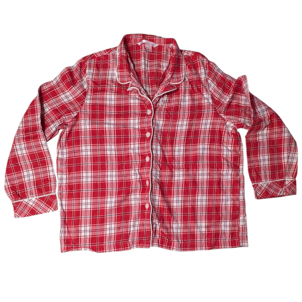 Victoria's Secret - Women's Lounge Pajama Shirt - Button Up Plaid Red - Size L